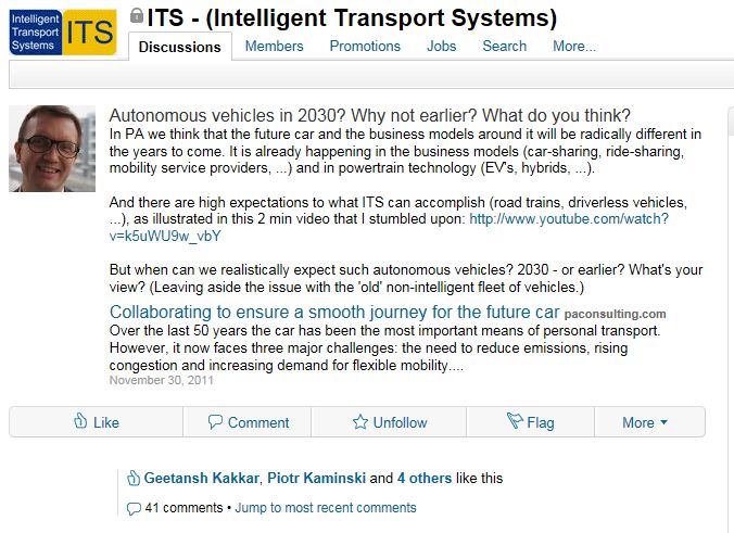 LinkedIn ITS group discussion